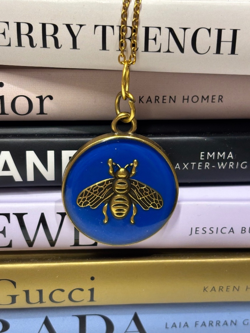 Gucci Vintage Blue Bee Trunk Tag – Rare Collector Travel Accessory – Like New –
